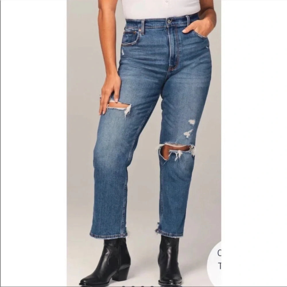 Abercrombie & Fitch The Ankle Straight Leg Ultra High Rise Jeans Distressed 24